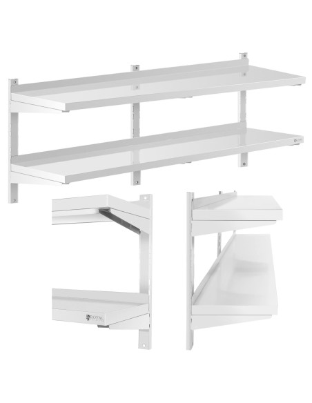 Dviguba reguliuojama sieninė gastronominė lentyna STEEL 150 x 40 cm Dviguba reguliuojama sieninė gastronominė lentyna STEEL 150 x 40 cm