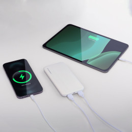 Powerbank Li-Po 10000mAh 2xUSB balta