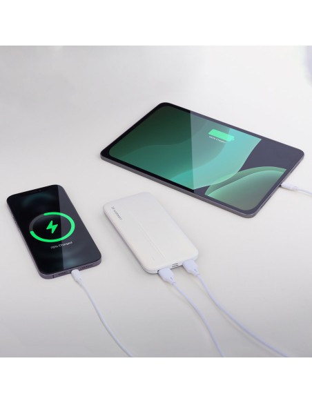 Powerbank Li-Po 10000mAh 2xUSB balta