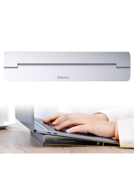 Nešiojamojo kompiuterio stovas MacBook Itin plonas sulankstomas lipnus aliuminio sidabras Nešiojamojo kompiuterio stovas MacBook Itin plonas sulankstomas lipnus aliuminio sidabras