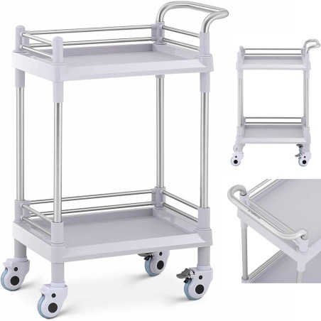 Kosmetinių procedūrų laboratorinis vežimėlis su 2 lentynomis 61 x 37 x 91 cm 20 kg Kosmetinių procedūrų laboratorinis vežimėlis su 2 lentynomis 61 x 37 x 91 cm 20 kg