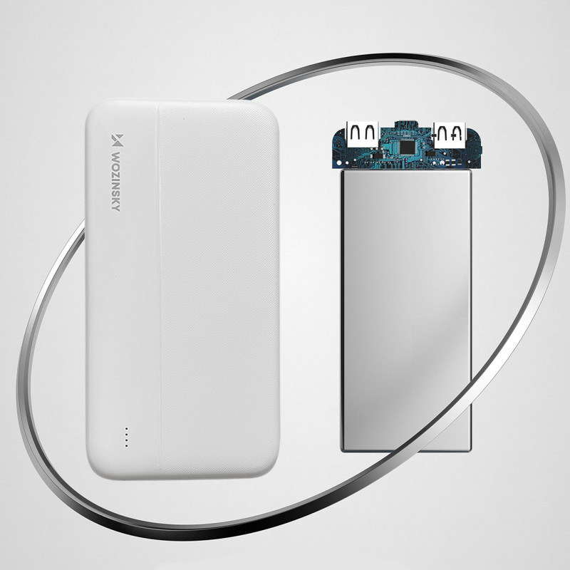 Powerbank Li-Po 10000mAh 2xUSB balta