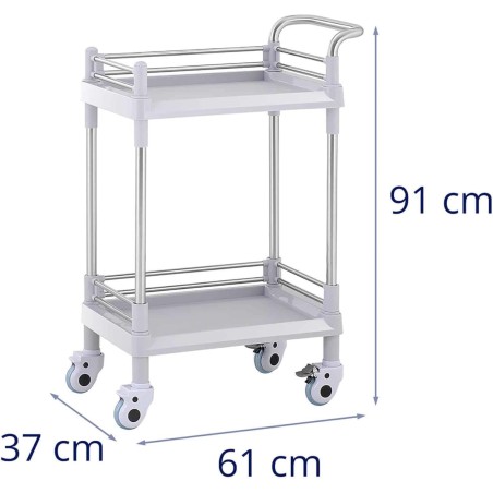 Kosmetinių procedūrų laboratorinis vežimėlis su 2 lentynomis 61 x 37 x 91 cm 20 kg Kosmetinių procedūrų laboratorinis vežimėlis su 2 lentynomis 61 x 37 x 91 cm 20 kg