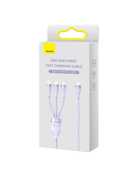 „Flash Series II“ laidas USB-C USB A tipo „iPhone Lightning“ microUSB 100 W 1,5 m purpurinis „Flash Series II“ laidas USB-C USB A tipo „iPhone Lightning“ microUSB 100 W 1,5 m purpurinis