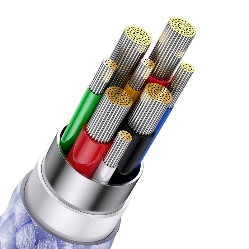 „Flash Series II“ laidas USB-C USB A tipo „iPhone Lightning“ microUSB 100 W 1,5 m purpurinis