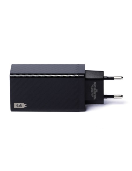 GaN 65W įkroviklis su USB-C QC 3.0 PD juodais prievadais