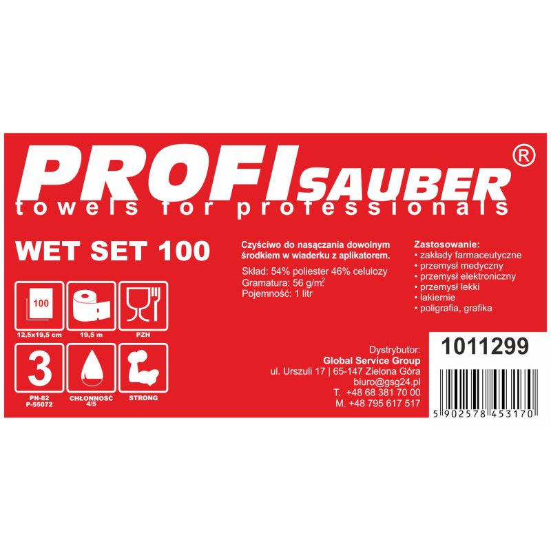 Servetėlės kibire, skirtos mirkymui su ProfiSauber WET SET 100 dozatoriumi