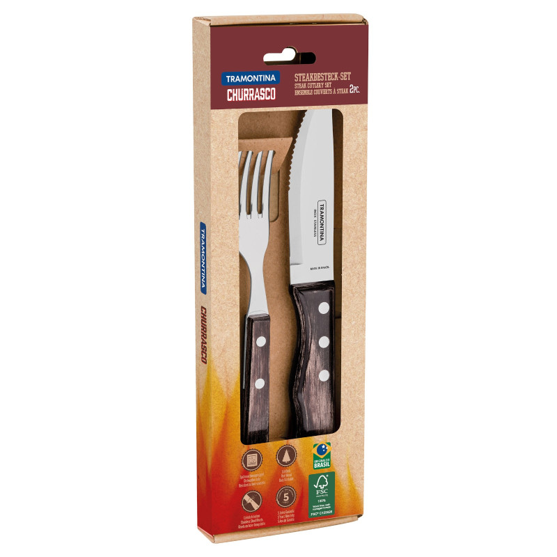 Nerūdijančio plieno kepsnių stalo įrankių rinkinys dovanų dėžutėje Churrasco JUMBO rinkinys 2 el.
