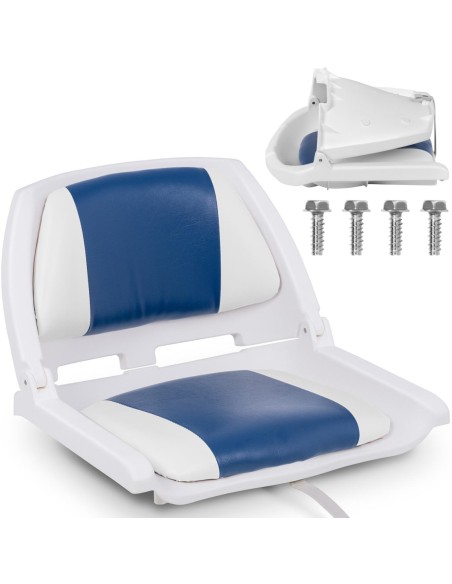 Fotelis, sulankstoma sėdynė motorinėms valtims, žema 45 x 51 x 38 cm, balta ir mėlyna Fotelis, sulankstoma sėdynė motorinėms valtims, žema 45 x 51 x 38 cm, balta ir mėlyna