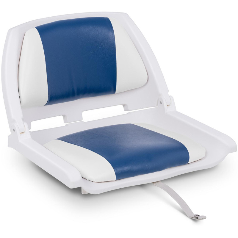 Fotelis, sulankstoma sėdynė motorinėms valtims, žema 45 x 51 x 38 cm, balta ir mėlyna