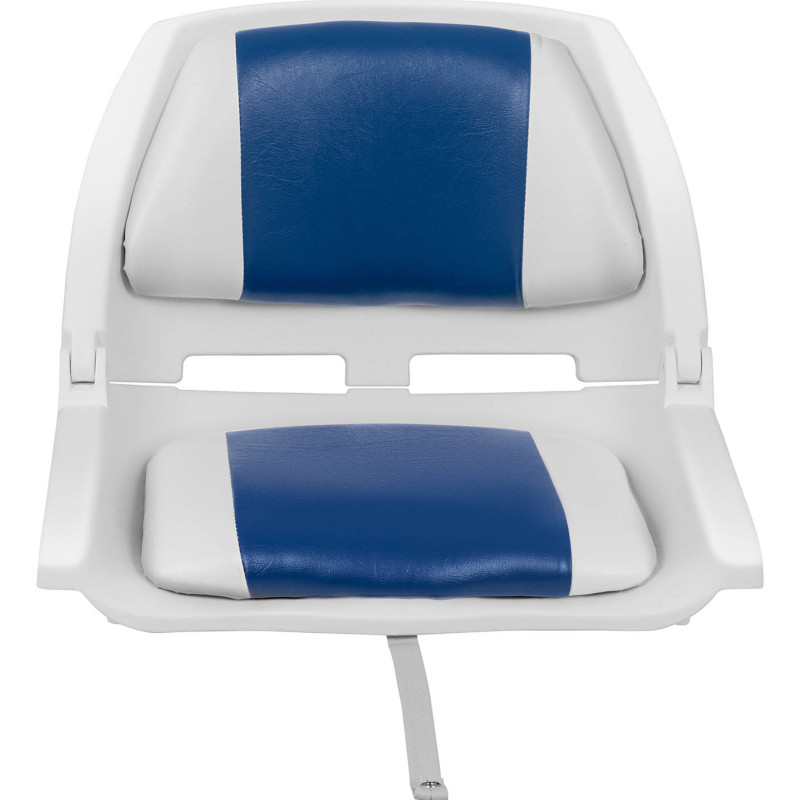 Fotelis, sulankstoma sėdynė motorinėms valtims, žema 45 x 51 x 38 cm, balta ir mėlyna