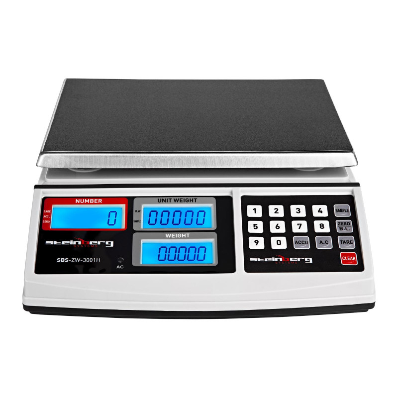 Kontrolinių svarstyklių skaičiavimo vienetų SBS-ZW-3001H LCD iki 30kg