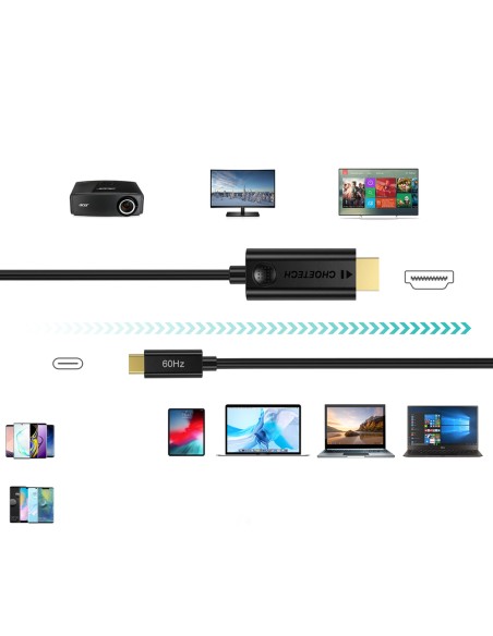 Adapterio kabelis USB Type C – HDMI 2.0 4K 60Hz 1.8m juodas Adapterio kabelis USB Type C – HDMI 2.0 4K 60Hz 1.8m juodas