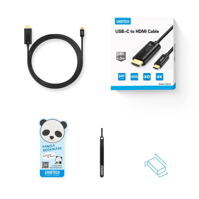 Adapterio kabelis USB Type C – HDMI 2.0 4K 60Hz 1.8m juodas
