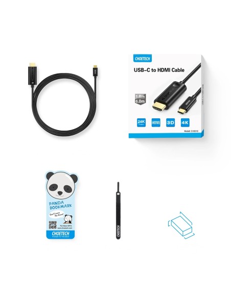 Adapterio kabelis USB Type C – HDMI 2.0 4K 60Hz 1.8m juodas Adapterio kabelis USB Type C – HDMI 2.0 4K 60Hz 1.8m juodas