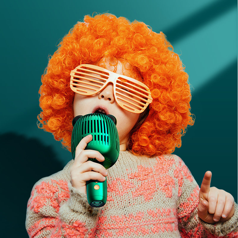 belaidis karaoke mikrofonas su Bluetooth 5.0 garsiakalbiu žalia