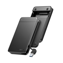 Kišeninis SSD HDD 2,5'' SATA korpusas, integruotas USB laidas juodas