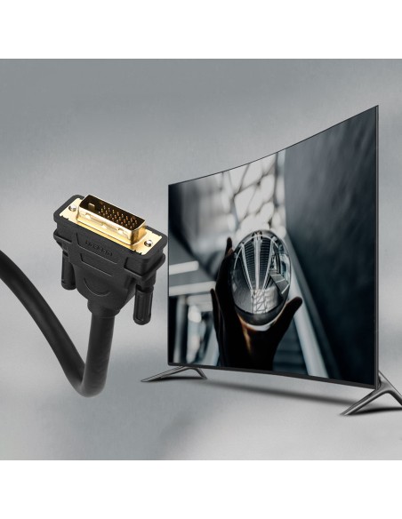 Kabelio laido paauksuotas kištukas DVI - DVI (24+1) 2m juodas Kabelio laido paauksuotas kištukas DVI - DVI (24+1) 2m juodas