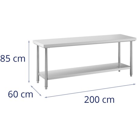 Centrinis gastronominis darbo stalas su lentyna PLIENAS 200 x 60 cm Centrinis gastronominis darbo stalas su lentyna PLIENAS 200 x 60 cm
