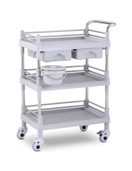 Kosmetikos procedūrų laboratorinis vežimėlis 2 stalčiai 3 lentynos 70 x 64 x 99 cm Kosmetikos procedūrų laboratorinis vežimėlis 2 stalčiai 3 lentynos 70 x 64 x 99 cm