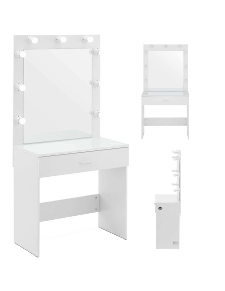 Kosmetinis tualetinis staliukas su veidrodžiu ir apšvietimu 80 x 40 x 160 cm Kosmetinis tualetinis staliukas su veidrodžiu ir apšvietimu 80 x 40 x 160 cm