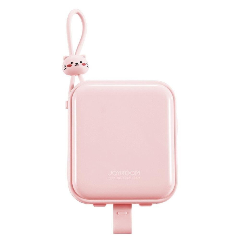 Maitinimo blokas su stovu USB-C laidu ir iPhone Lightning Cutie Series 10000mAh 22,5W rožinė