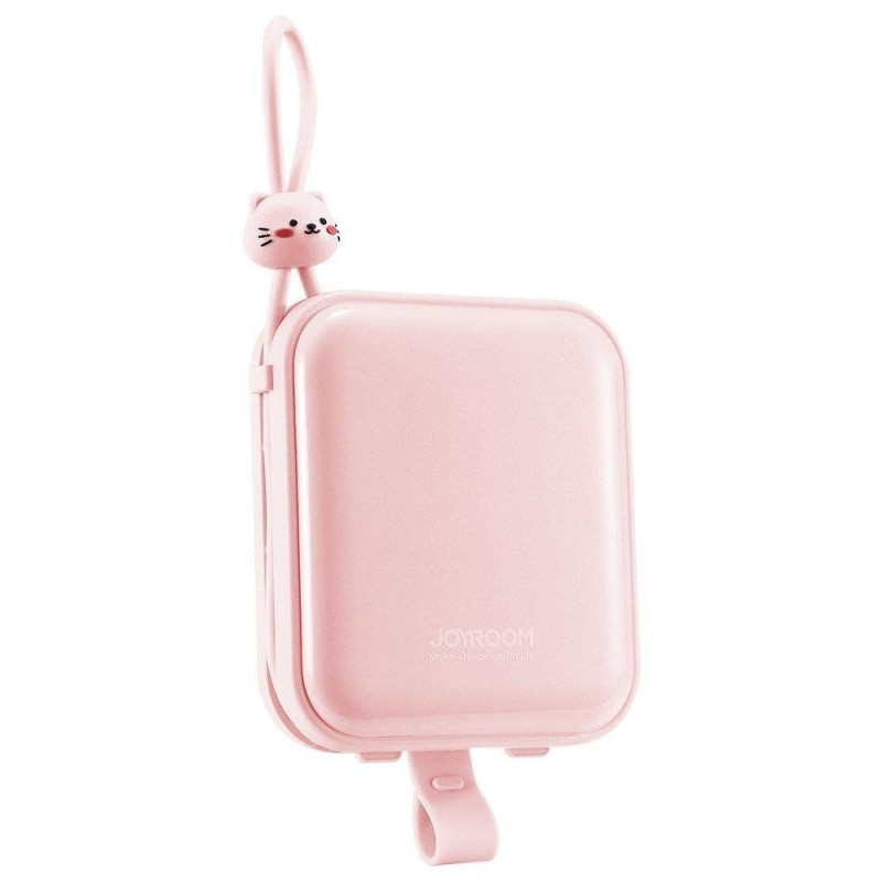 Maitinimo blokas su stovu USB-C laidu ir iPhone Lightning Cutie Series 10000mAh 22,5W rožinė