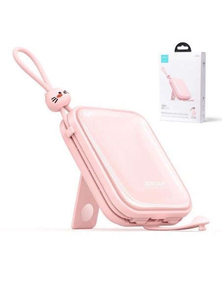 Maitinimo blokas su stovu USB-C laidu ir iPhone Lightning Cutie Series 10000mAh 22,5W rožinė Maitinimo blokas su stovu USB-C laidu ir iPhone Lightning Cutie Series 10000mAh 22,5W rožinė