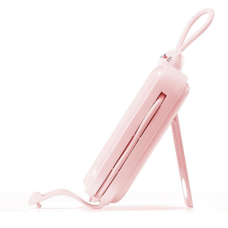 Maitinimo blokas su stovu USB-C laidu ir iPhone Lightning Cutie Series 10000mAh 22,5W rožinė
