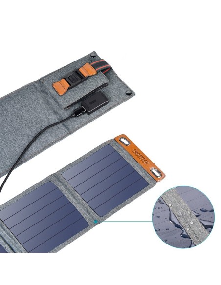 Saulės įkroviklis turistiniam telefonui su USB 14W, sulankstomas pilkas Saulės įkroviklis turistiniam telefonui su USB 14W, sulankstomas pilkas