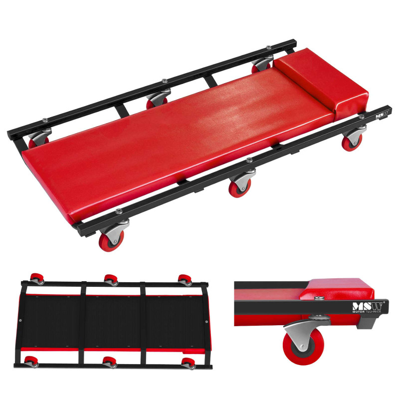 Vežimėlis gultų dirbtuvių kušetė automobiliui ant ratų 270 x 900 mm MSW RB-110