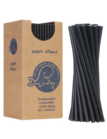BIO ekologiški popieriniai šiaudeliai PAPER STRAWS 6/205mm - juodi 250vnt. BIO ekologiški popieriniai šiaudeliai PAPER STRAWS 6/205mm - juodi 250vnt.