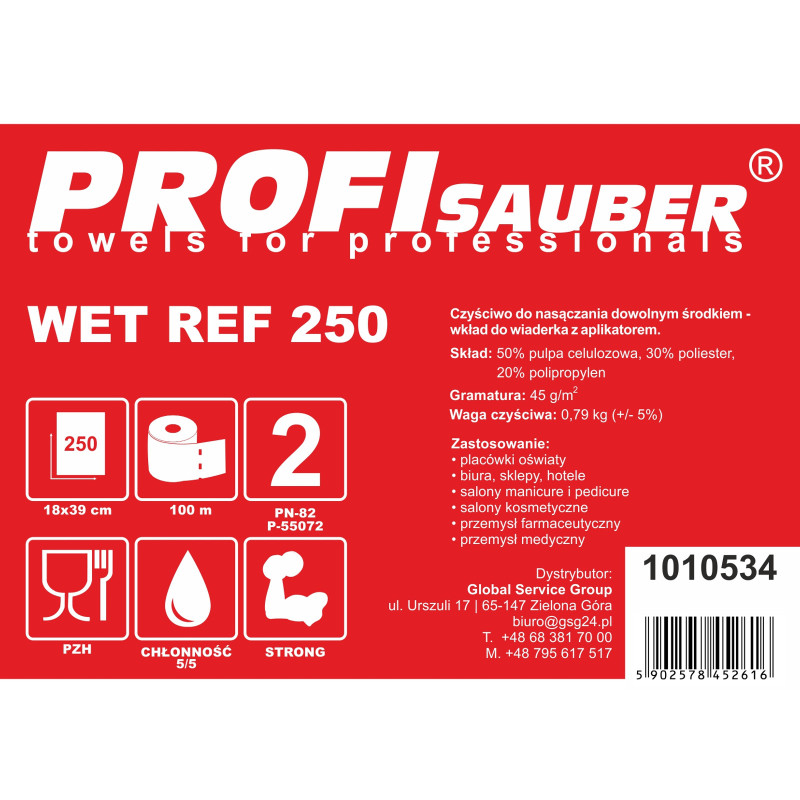 Servetėlės kibirui mirkyti ProfiSauber WET REF 250 - REFILL