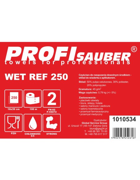 Servetėlės kibirui mirkyti ProfiSauber WET REF 250 - REFILL Servetėlės kibirui mirkyti ProfiSauber WET REF 250 - REFILL