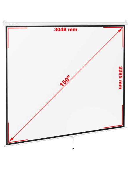 Projektoriaus ekranas pusiau automatinis sieninis lubų matinis baltas 150'' 312,8x239 cm 4:3 Projektoriaus ekranas pusiau automatinis sieninis lubų matinis baltas 150'' 312,8x239 cm 4:3