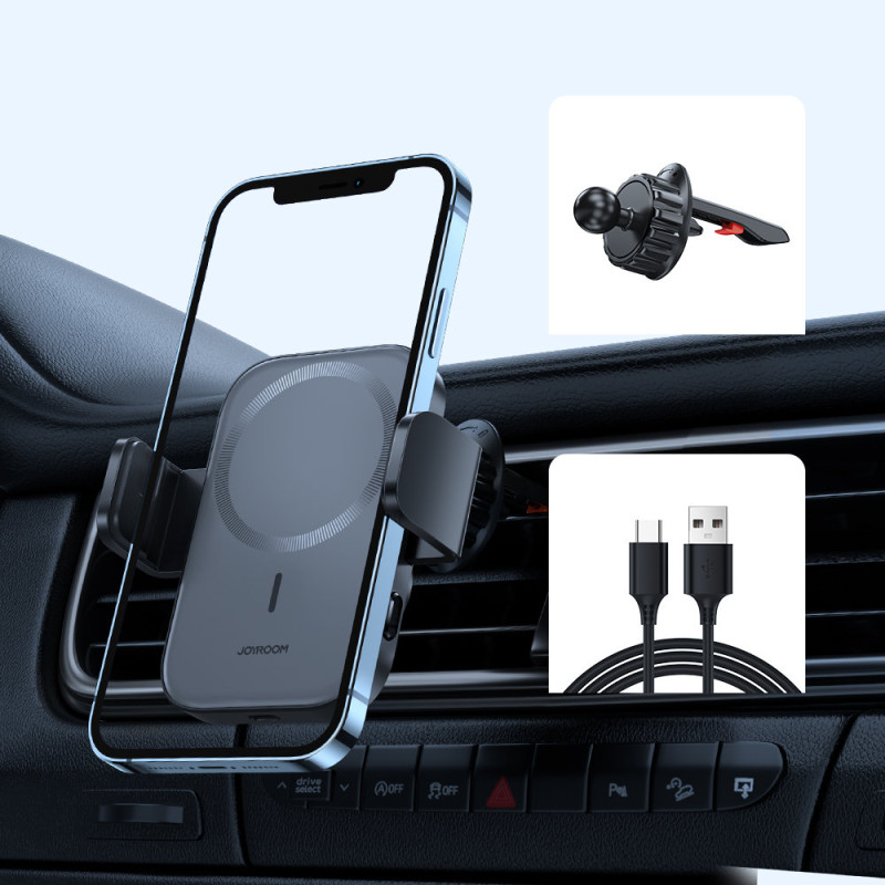 Automobilinio telefono laikiklis su 15W MagSafe Qi indukciniu įkrovikliu oro angai