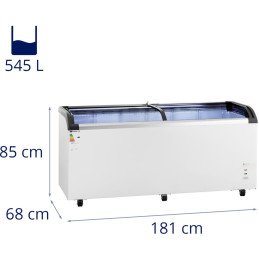 Glazūruotas šaldiklis šaldytiems ledams 545 l 252 W