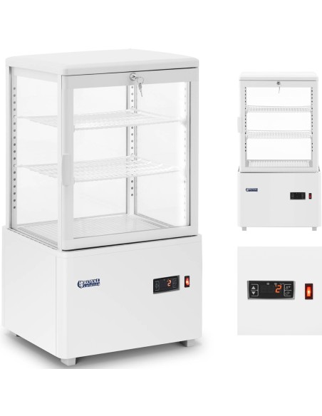 3 lygių įstiklinta šaldytuvo vitrina 58 l - balta