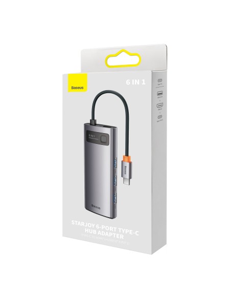 Metal Gleam 6in1 daugiafunkcis HUB USB-C USB-C maitinimo tiekimas 100W 2xHDMI 4K 3xUSB 3.2 pilka Metal Gleam 6in1 daugiafunkcis HUB USB-C USB-C maitinimo tiekimas 100W 2xHDMI 4K 3xUSB 3.2 pilka