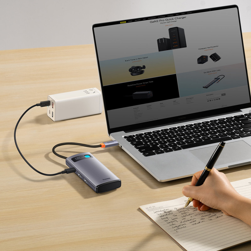 Metal Gleam 6in1 daugiafunkcis HUB USB-C USB-C maitinimo tiekimas 100W 2xHDMI 4K 3xUSB 3.2 pilka