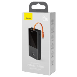 Powerbank 20000mAh 65W 2xUSB USB-C laidas USB-C Quick Charge juodas