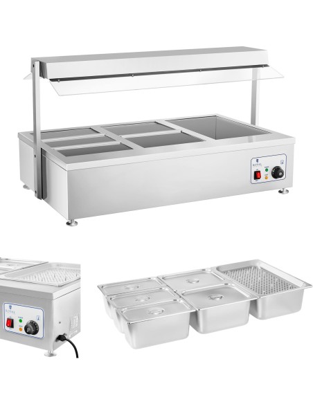 Sausas baseinas marie šildytuvas be vandens atskirai 6 x GN 150mm 55L Royal Catering Sausas baseinas marie šildytuvas be vandens atskirai 6 x GN 150mm 55L Royal Catering