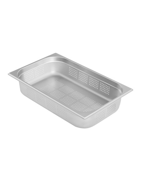 Perforuotas plieninis gastronominis konteineris GN1/1 gylis 100 mm Perforuotas plieninis gastronominis konteineris GN1/1 gylis 100 mm