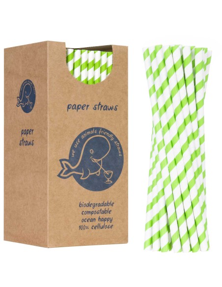 BIO ekologiški popieriniai šiaudeliai PAPER STRAWS storio 8/205mm - balti ir žali 160vnt. BIO ekologiški popieriniai šiaudeliai PAPER STRAWS storio 8/205mm - balti ir žali 160vnt.