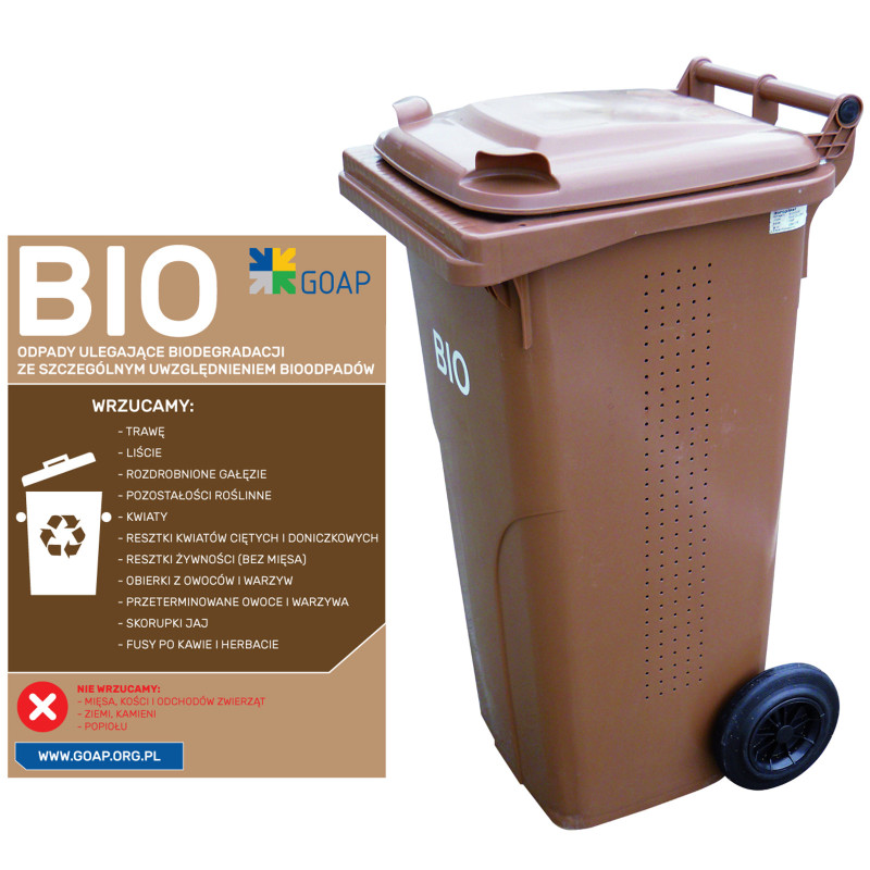 Atliekų ir šiukšlių dėžė Europlast Austria - ruda 120L BIO + GRATE