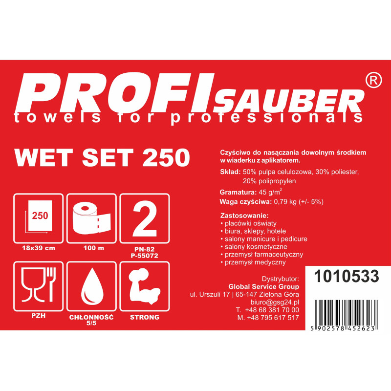 Servetėlės kibire su dozatoriumi mirkyti ProfiSauber WET SET 250