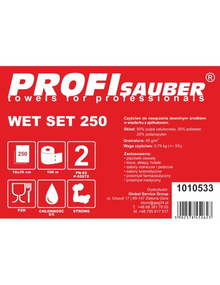 Servetėlės kibire su dozatoriumi mirkyti ProfiSauber WET SET 250 Servetėlės kibire su dozatoriumi mirkyti ProfiSauber WET SET 250