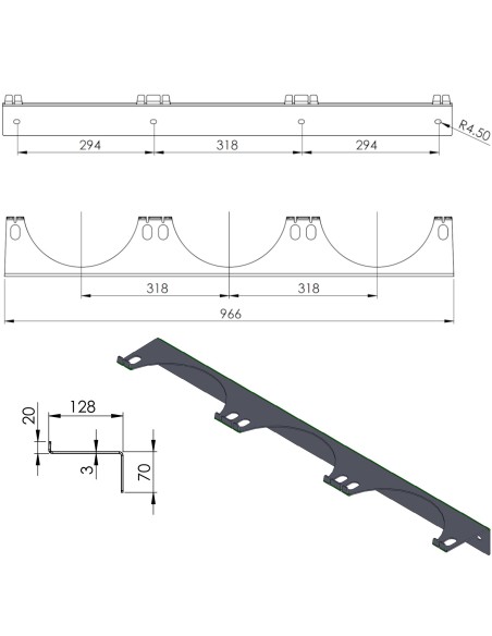 Sieninis laikiklis 3 dujų balionams maks. 250 mm PRO-LINE cilindrai Sieninis laikiklis 3 dujų balionams maks. 250 mm PRO-LINE cilindrai