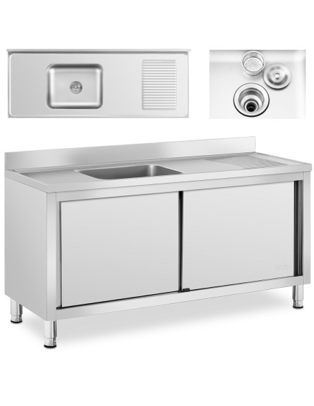 Kriaukle vieno skyriaus gastronominis baseinas su spintele su stumdomomis durimis 160 x 60 x 94,5 cm Kriaukle vieno skyriaus gastronominis baseinas su spintele su stumdomomis durimis 160 x 60 x 94,5 cm