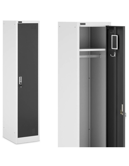 Rakinama 1 durų metalinė socialinė spinta, aukštis 180 cm, PILKA Rakinama 1 durų metalinė socialinė spinta, aukštis 180 cm, PILKA